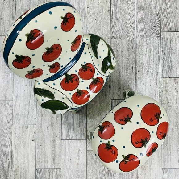 VTG Ganz Kitchy Gardner Bank Cherry Tomato Chair Ottoman Signed Farmhouse Decor - Picture 6 of 16